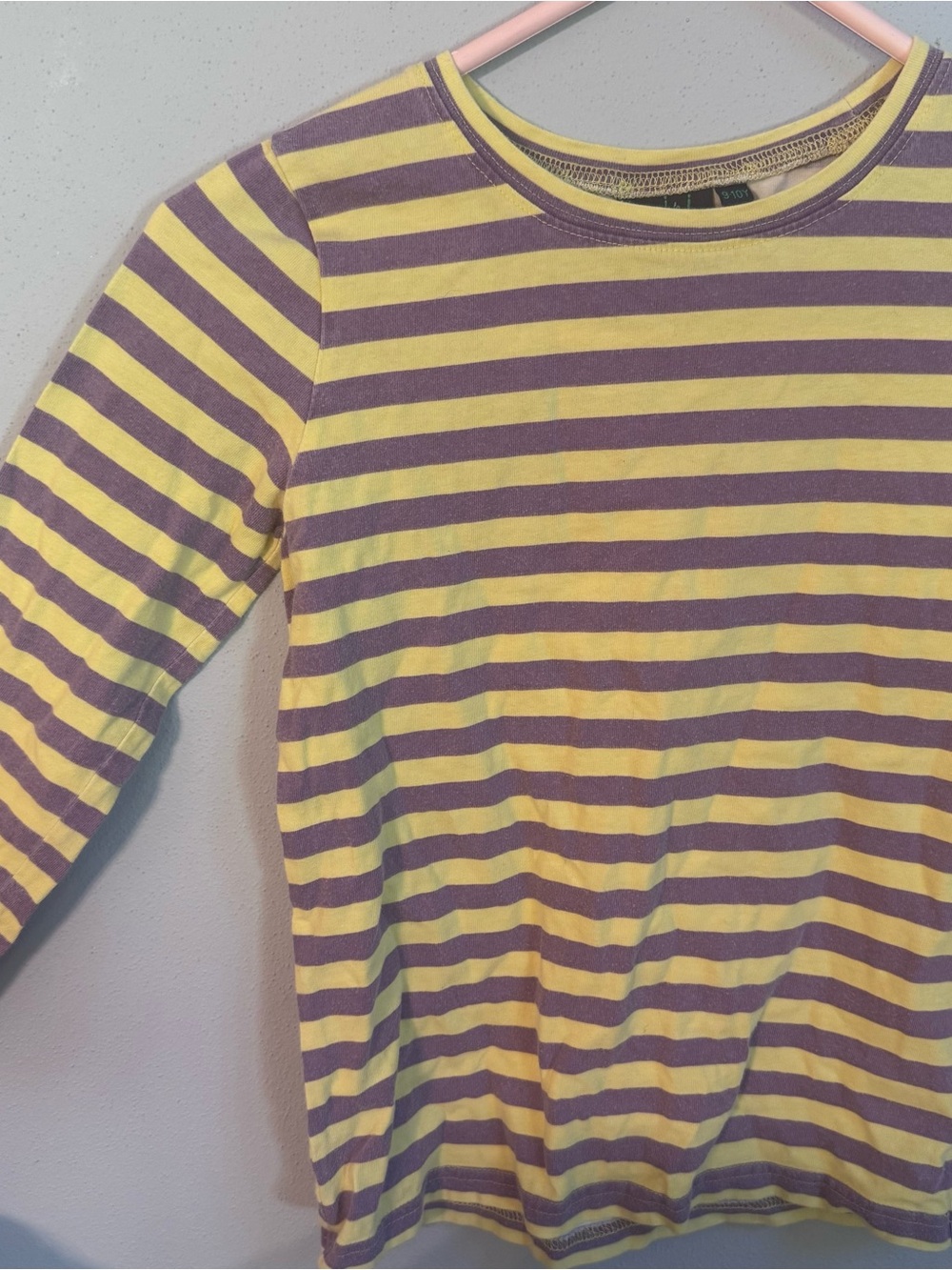 Mini Boden Yellow and Purple Striped Long-Sleeve Tee large 9-10 - Picture 3 of 7
